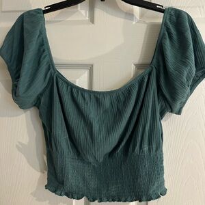 O'Neill Green Puff Sleeve Crop Top